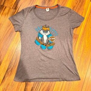 Grey Harley Davidson Santa Fe graphic tee with Looney Tunes design